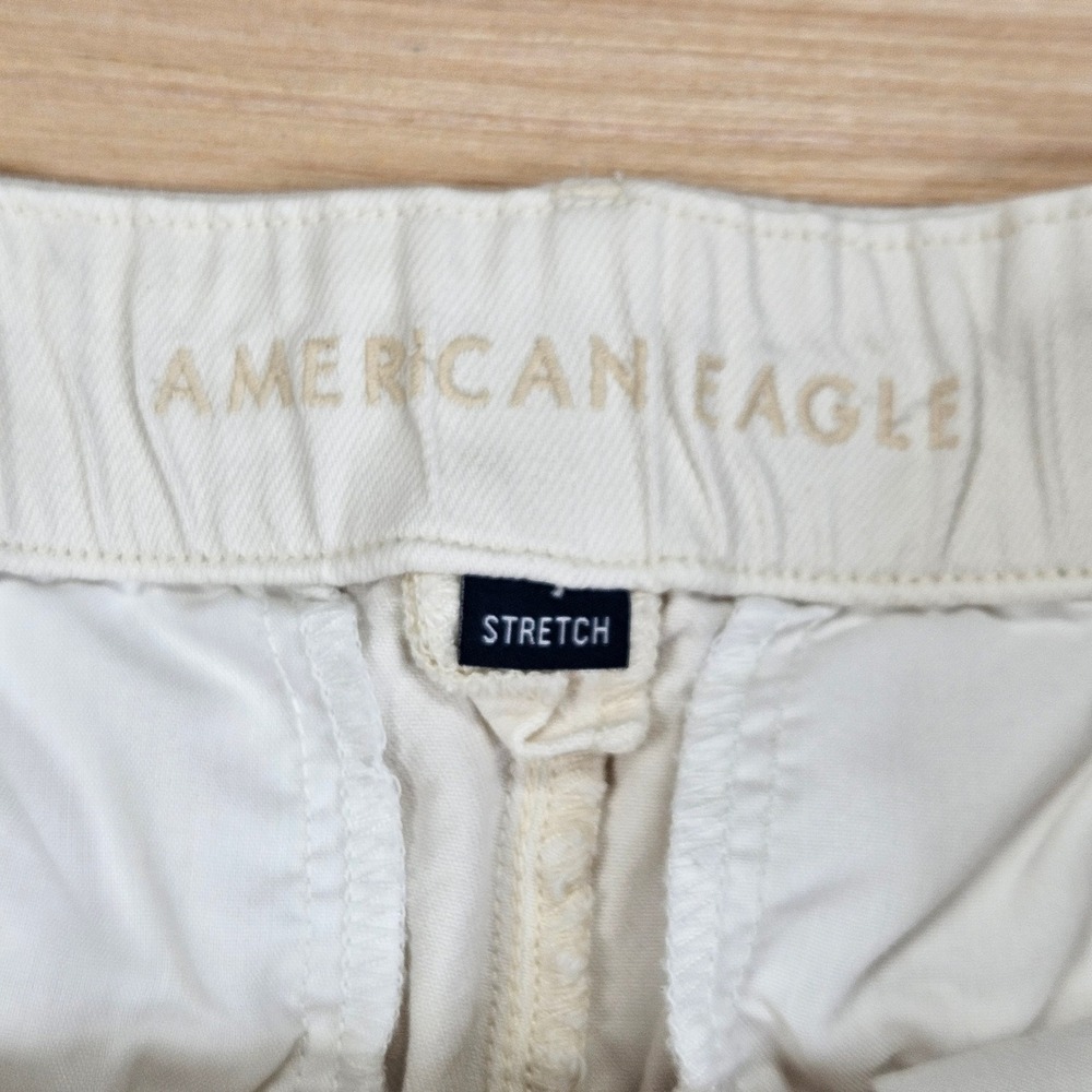 American Eagle Trouser Bermuda Womens 10 White Stretch Cotton Lyocell Shorts - Picture 3 of 13
